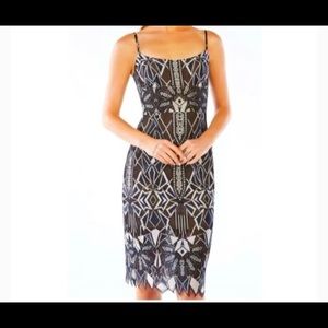 BCBGMaxazria Alese Metallic Geometric Dress.